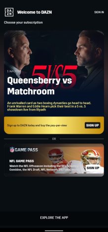 free DAZN app and then register 