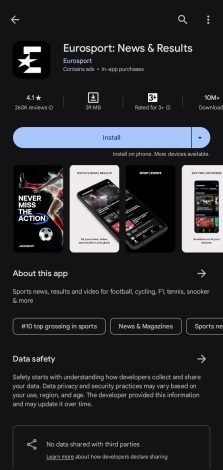 Eurosport app and Install it
