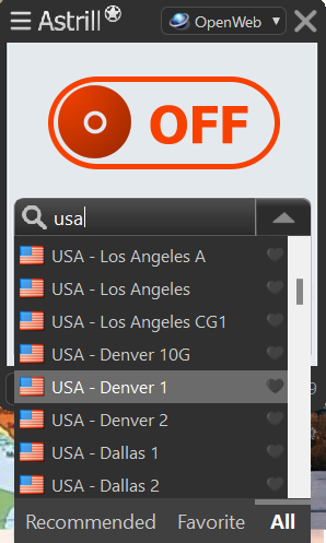connect to a server in the US 