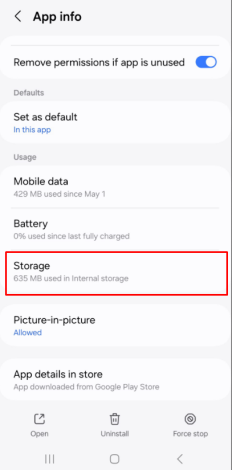 Click on Storage or Storage Usage