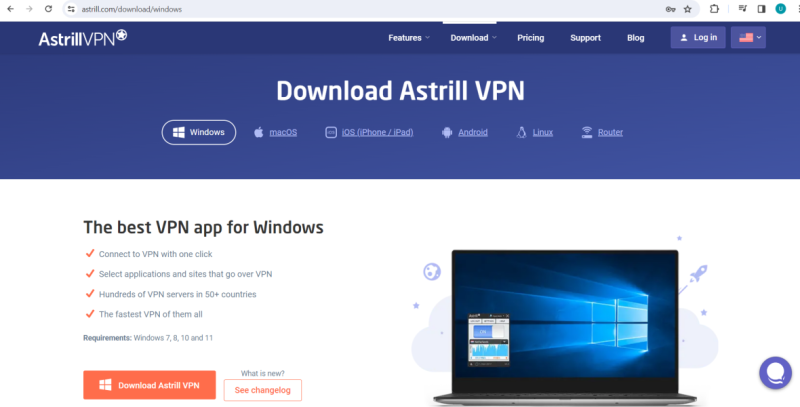 Install the AstrillVPN app