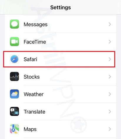 Settings Safari