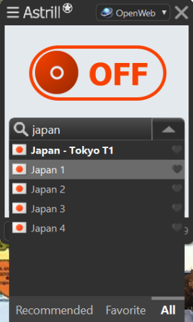 connect to a VPN server in Japan