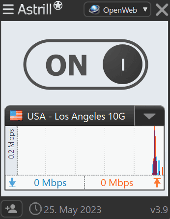 AstrillVPN app and connect to a server in a country 