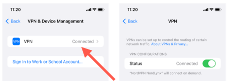 turn off AstrillVPN on your iPhone