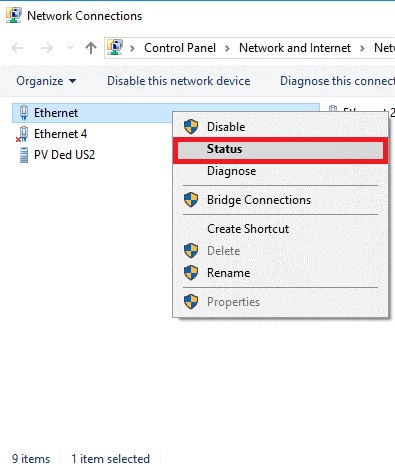 Change adapter options and find your active Ethernet 