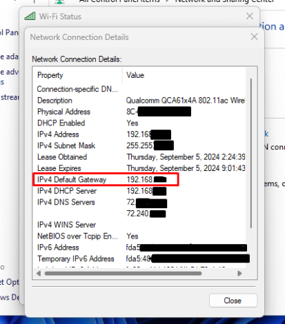 click Details to find the router’s IP 