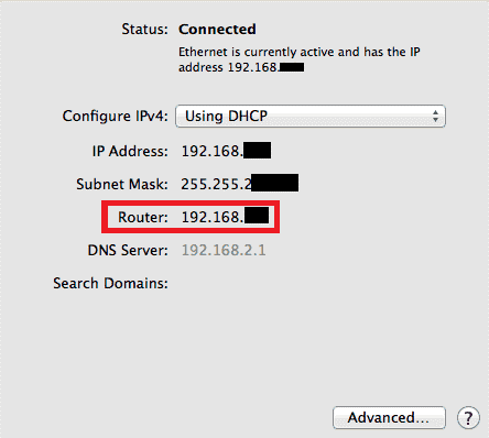 default gateway will be listed next to the router