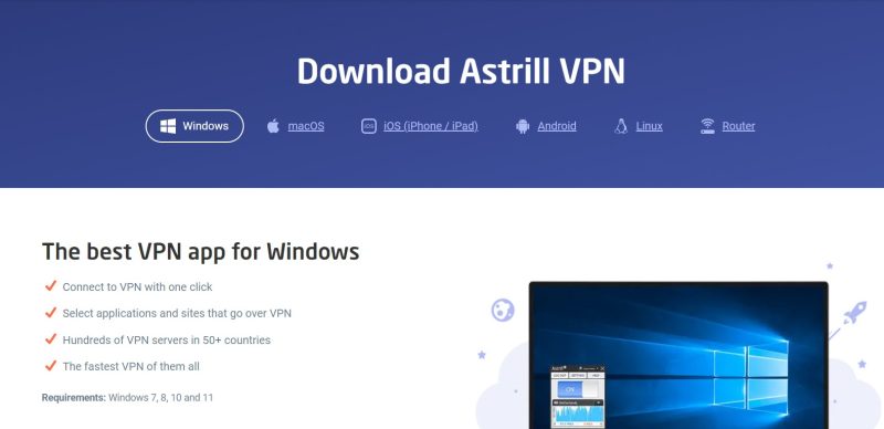 install the AstrillVPN app on the devices 