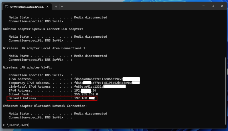 locate Default Gateway