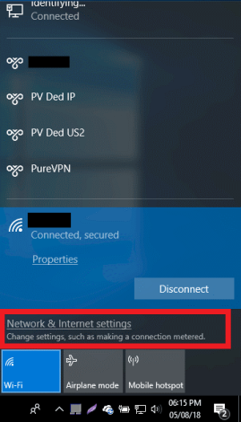 network icon on the bottom right corner 