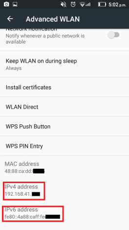 private IP address and MAC address 