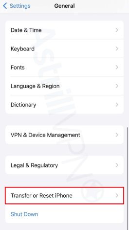 Settings > General > Transfer Or Reset iPhone 