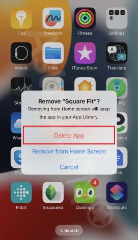 click Delete App, and then click Delete to confirm