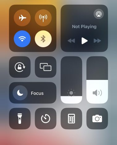 iPhone's Control Panel by swiping down 