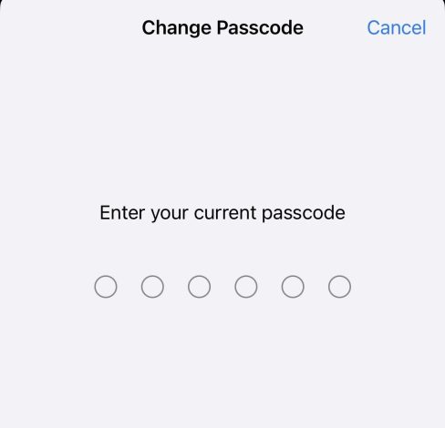 your current passcode, enter a new one, and confirm