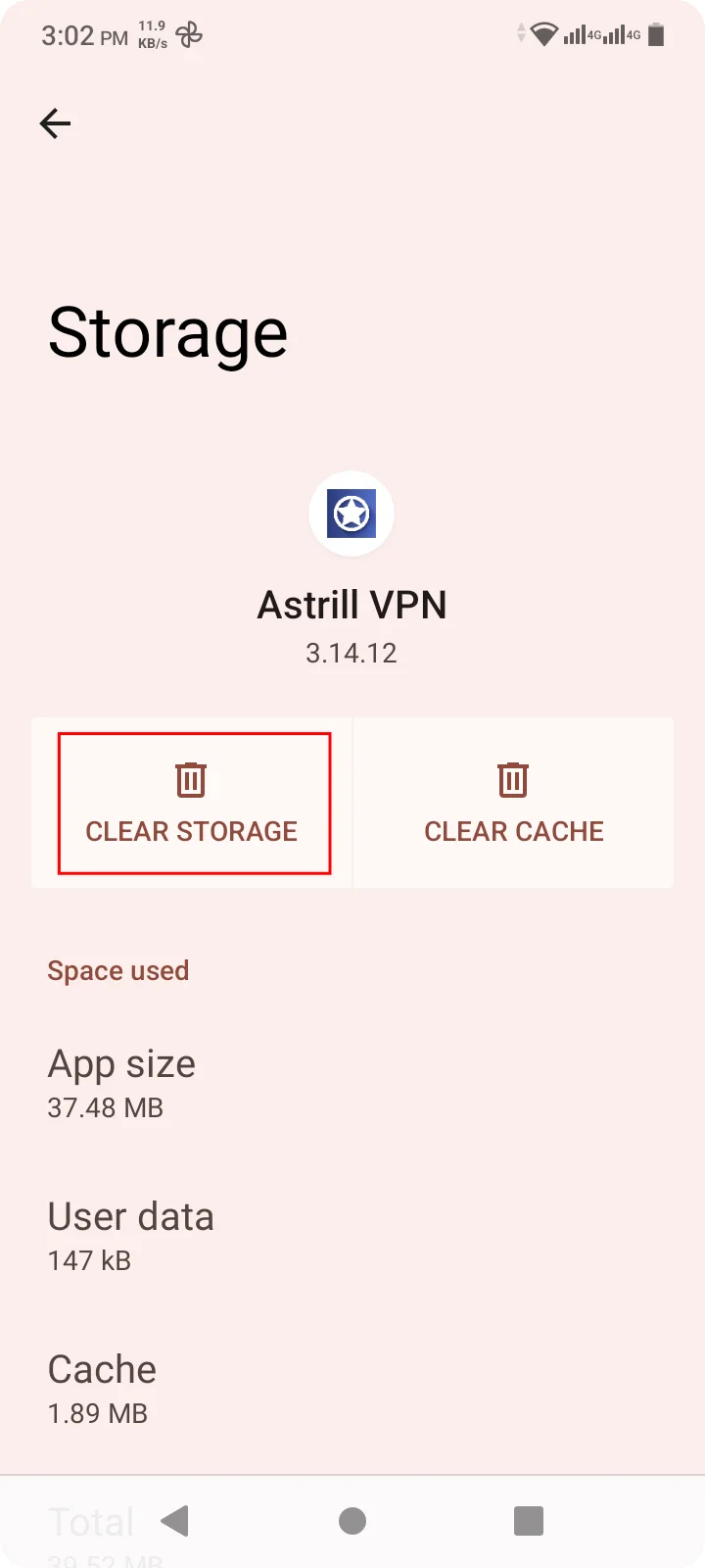 Android app - delete the data - AstrillVPN