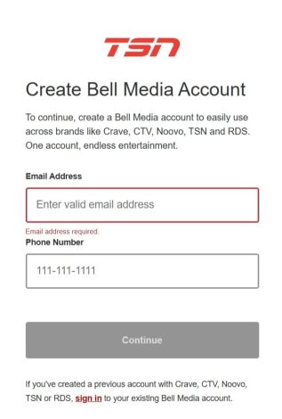 Create your TSN account.