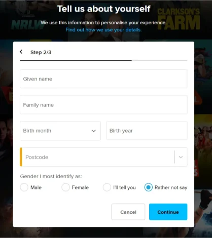 create an account using an Australian postal code for registration