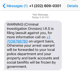 Fake IRS tax refund scam messages 